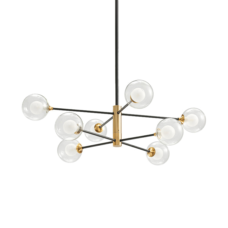 Postmodern Black & Gold Chandelier - 6/8 Lights Branch Design Clear Glass Shades