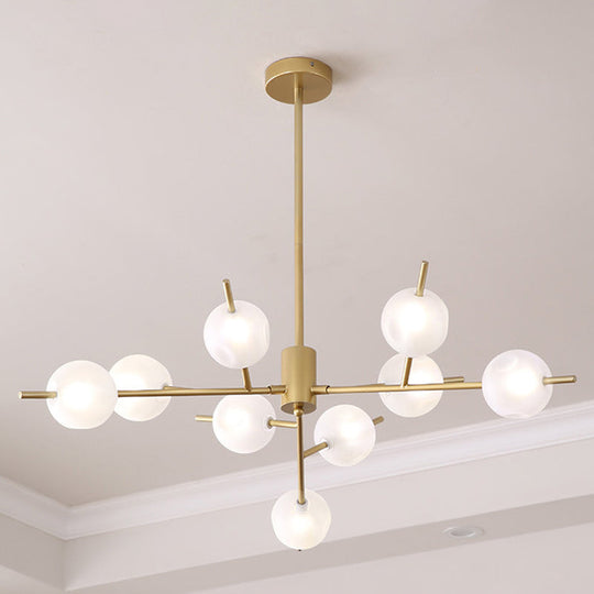 Modern Metal Chandelier - 9/12 Bulbs Bedroom Suspension Light In Black/Gold With Acrylic Shade 9 /