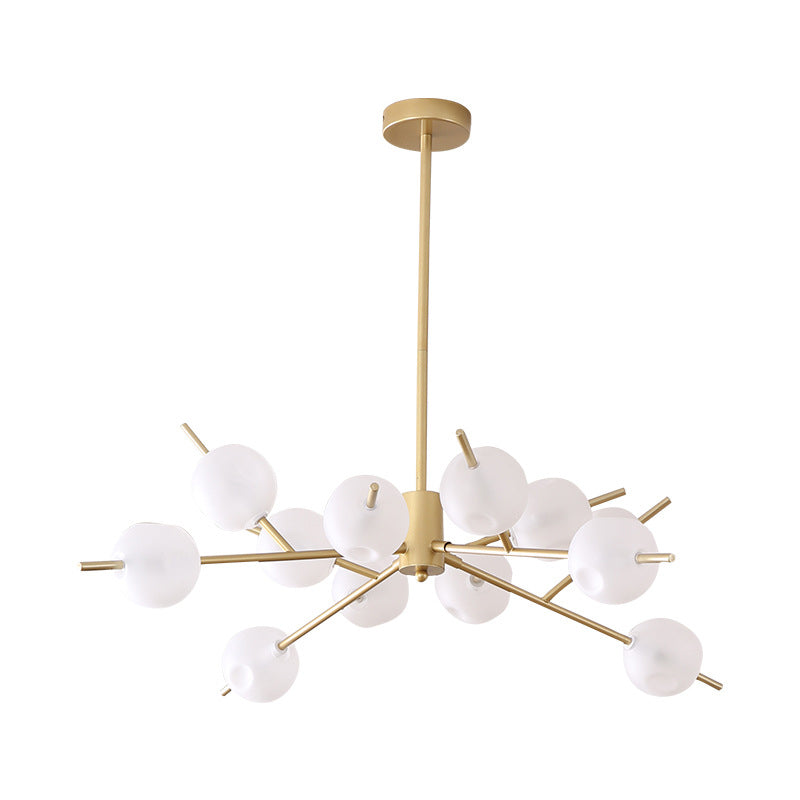 Modern Metal Chandelier - 9/12 Bulbs Bedroom Suspension Light In Black/Gold With Acrylic Shade