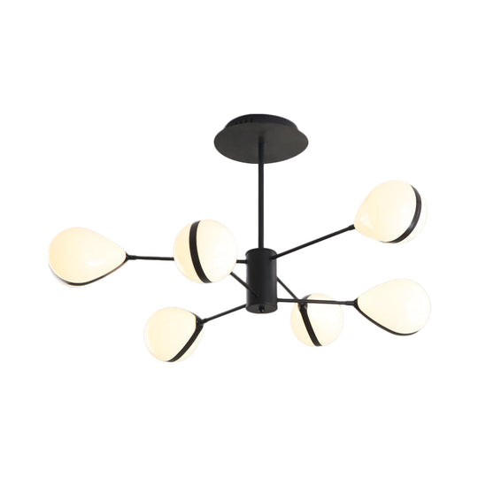 Modern Black Droplet Shade Ceiling Hang Light Chandelier | Cream Glass 6/8/10 Heads Warm/White