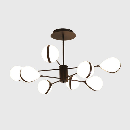 Modern Black Droplet Shade Ceiling Hang Light Chandelier | Cream Glass 6/8/10 Heads Warm/White