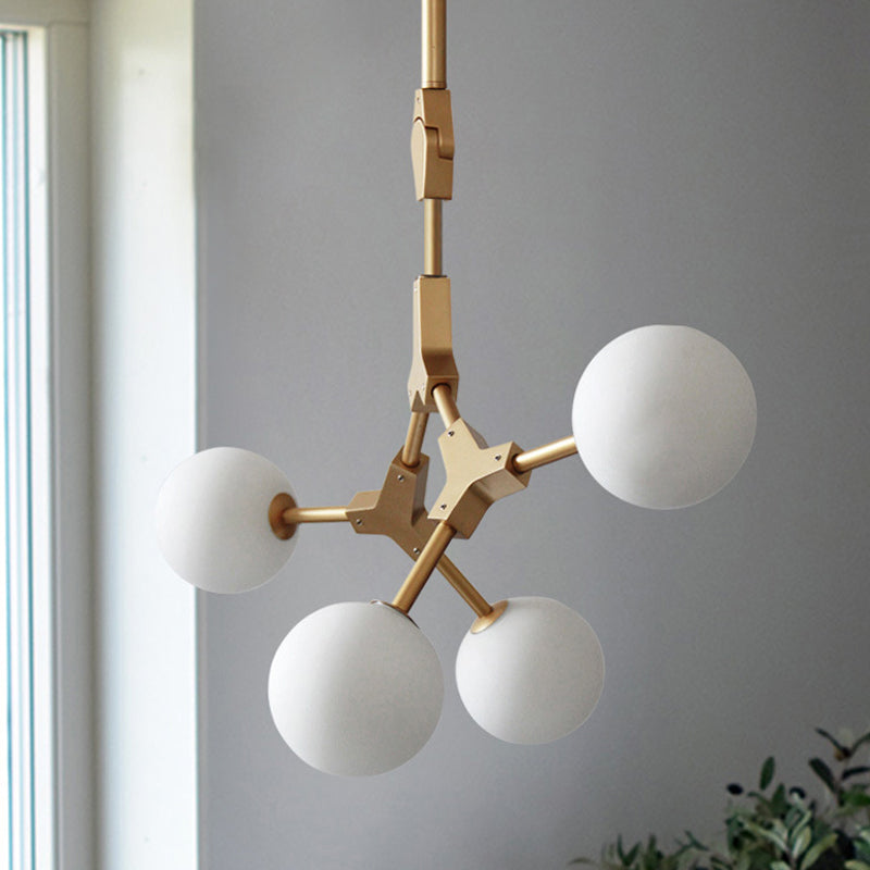 Opal Orb Glass Hanging Chandelier - Modern Molecular Design 3/5/7 Lights Gold 4 /