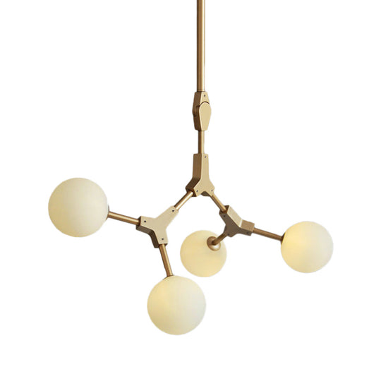 Opal Orb Glass Hanging Chandelier - Modern Molecular Design 3/5/7 Lights Gold
