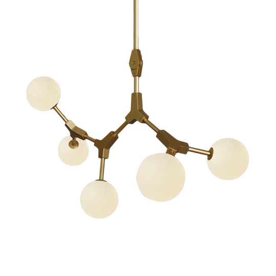 Opal Orb Glass Hanging Chandelier - Modern Molecular Design 3/5/7 Lights Gold