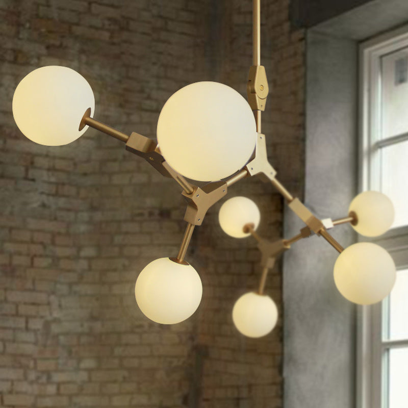 Opal Orb Glass Hanging Chandelier - Modern Molecular Design 3/5/7 Lights Gold