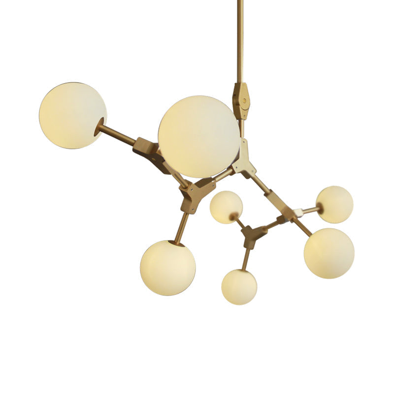 Opal Orb Glass Hanging Chandelier - Modern Molecular Design 3/5/7 Lights Gold