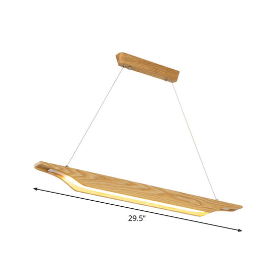 Modern Led Pendant Lighting: Linear Wooden Ceiling Lamp Fixture In White/Warm/Natural Light - Beige