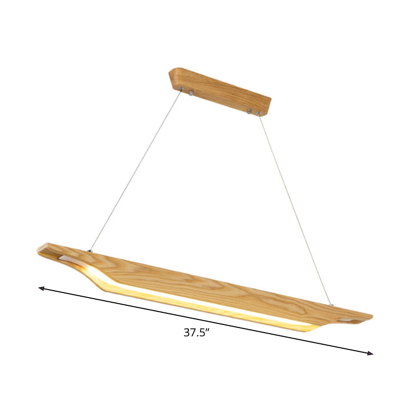 Modern Linear Wooden Pendant Light Fixture With Led Beige White/Warm/Natural