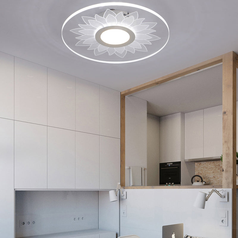 Kids Cartoon Led White Ceiling Lamp With Acrylic Flower Design