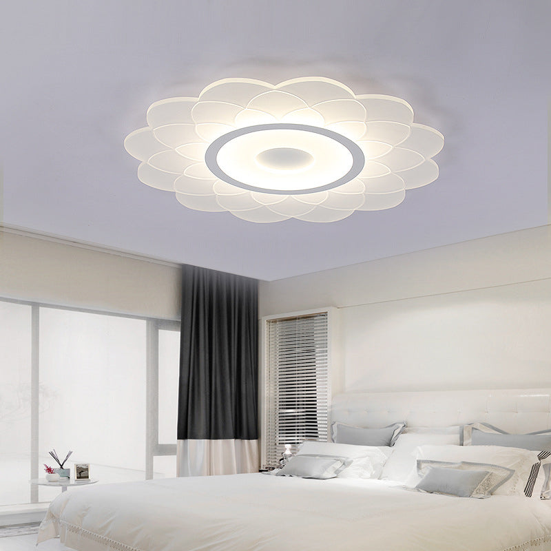 Cartoon White Led Flush Ceiling Light - Child’s Bedroom Blossom Acrylic Fixture