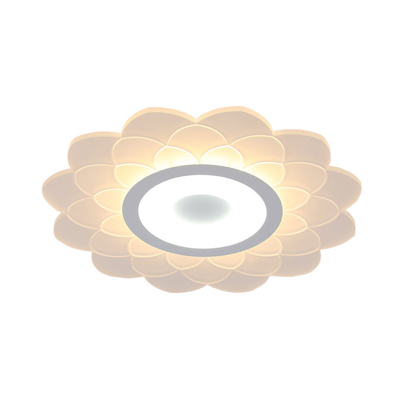 Cartoon White Led Flush Ceiling Light - Childs Bedroom Blossom Acrylic Fixture