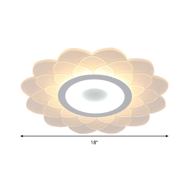 Cartoon White Led Flush Ceiling Light - Child’s Bedroom Blossom Acrylic Fixture