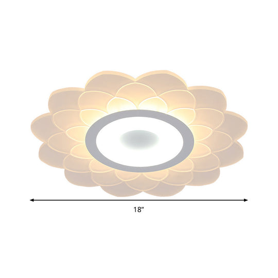 Cartoon White Led Flush Ceiling Light - Childs Bedroom Blossom Acrylic Fixture