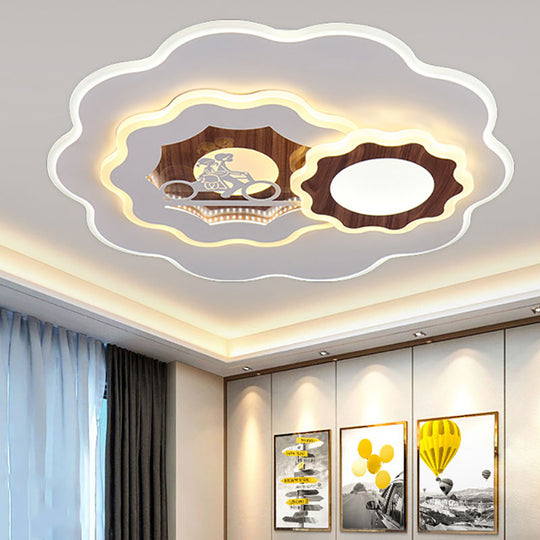 Romantic Acrylic Blossom Ceiling Mount Flush Light In White For Adult Bedroom