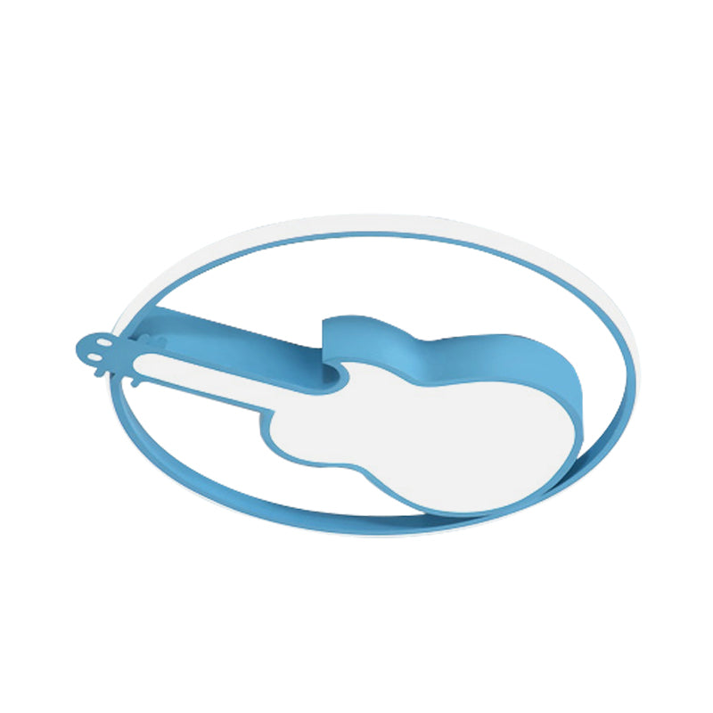 Candy-Colored Guitar Acrylic Flush Mount Led Ceiling Light For Game Rooms