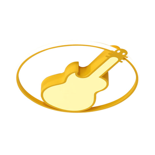 Candy-Colored Guitar Acrylic Flush Mount Led Ceiling Light For Game Rooms