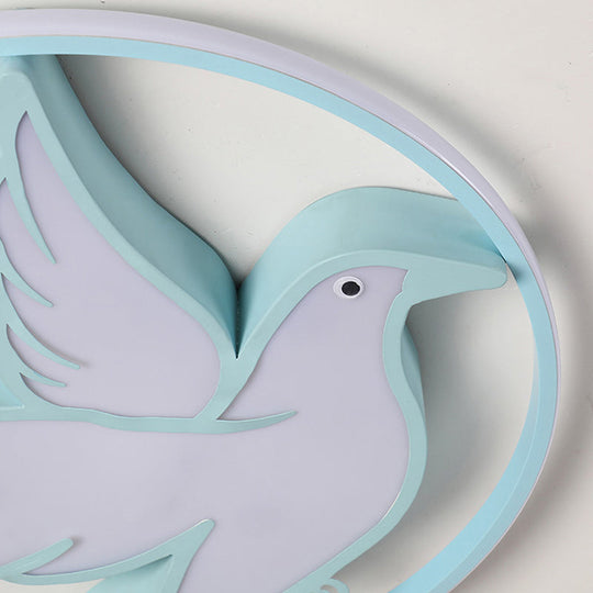 Peace Pigeon Acrylic Ceiling Light With Led Ring: Perfect For Living Rooms And Animal Lovers