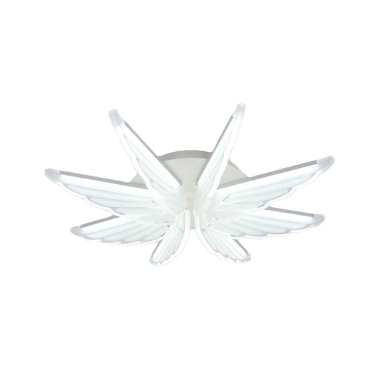 Romantic White Wing Flush Led Ceiling Lamp For Baby Room
