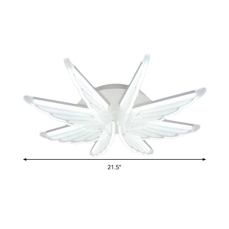 Romantic White Wing Flush Led Ceiling Lamp For Baby Room