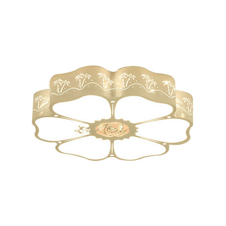 White Etched Petal Metal Ceiling Light For Kids Bedroom Or Bathroom