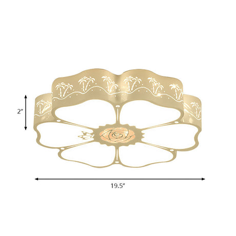White Etched Petal Metal Ceiling Light For Kids Bedroom Or Bathroom