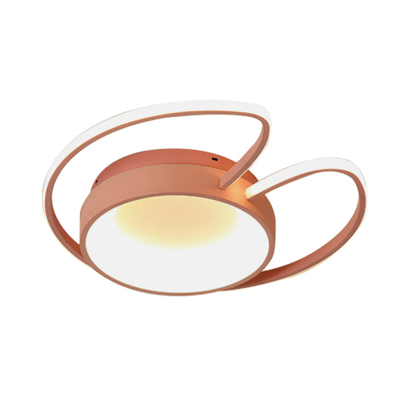 Stylish Round Macaron Flush Ceiling Light With Acrylic Wing Design For Living Room Pink / 16.5’ Warm