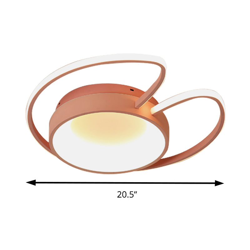 Stylish Round Macaron Flush Ceiling Light With Acrylic Wing Design For Living Room