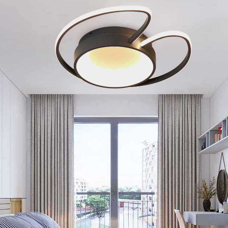 Stylish Round Macaron Flush Ceiling Light With Acrylic Wing Design For Living Room Blue / 16.5’ Warm