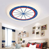Modern Blue Circle Acrylic Flush Mount Ceiling Light For Bedroom / 16.5 White