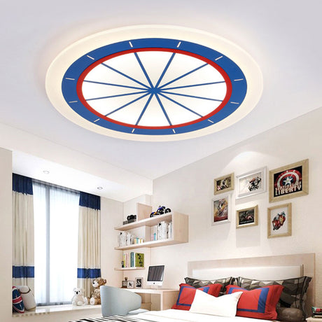 Modern Blue Circle Acrylic Flush Mount Ceiling Light For Bedroom / 16.5 White