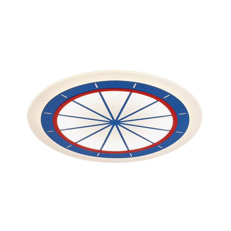 Modern Blue Circle Acrylic Flush Mount Ceiling Light For Bedroom