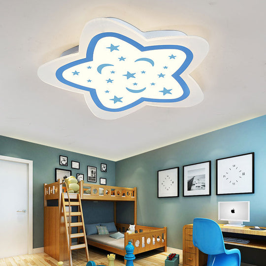 Art Deco Star Shape Ceiling Light For Kid’s Bedroom - Acrylic Flush Mount