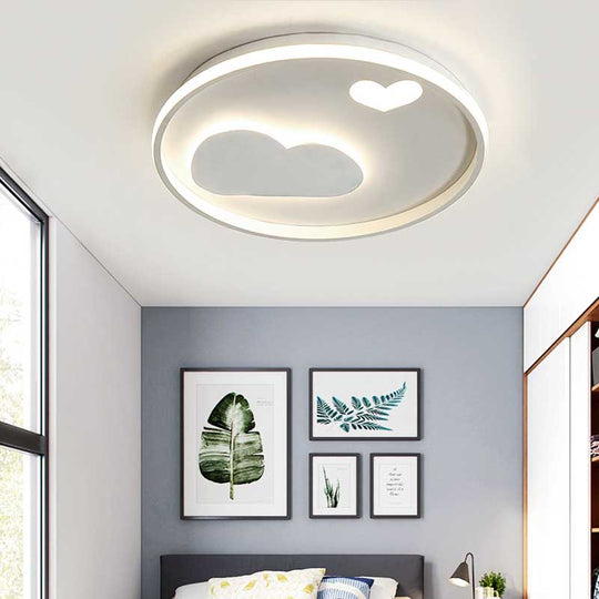 Contemporary Heart Ceiling Lamp – Led Acrylic Flush Mount Light For Hotel Hallway White / 16.5’