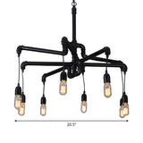 Iron Pipe Hanging Chandelier - Industrial 4/6-Head Suspension Pendant Light For Dining Table