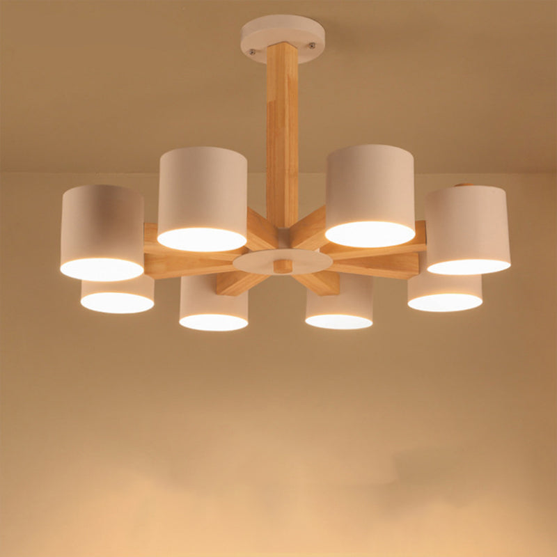 Nordic Cylindrical Ceiling Chandelier: Modern Metallic Suspension Light For Living Room In