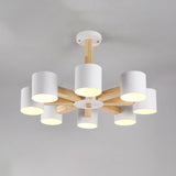 Nordic Cylindrical Ceiling Chandelier - Metallic 3/6/8-Light Suspension Light In Black/White And