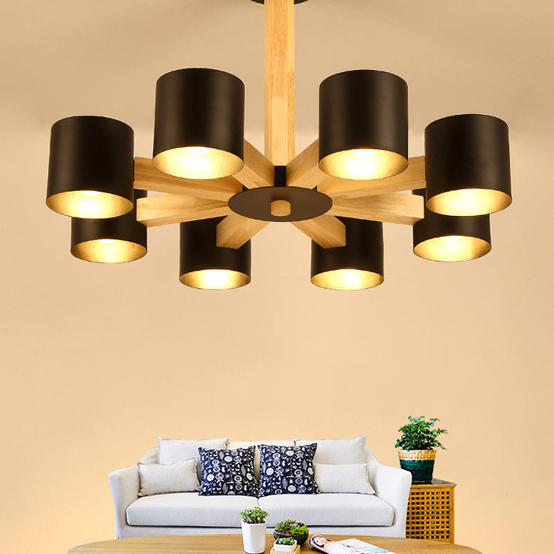 Nordic Cylindrical Ceiling Chandelier: Modern Metallic Suspension Light For Living Room In