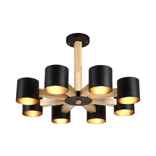 Nordic Cylindrical Ceiling Chandelier: Modern Metallic Suspension Light For Living Room In