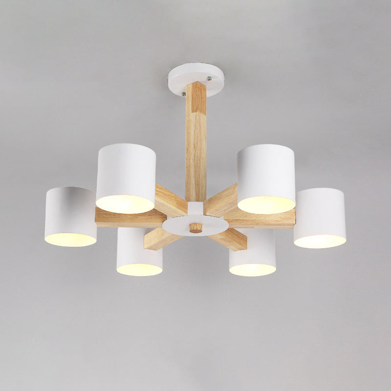 Nordic Cylindrical Ceiling Chandelier: Modern Metallic Suspension Light For Living Room In