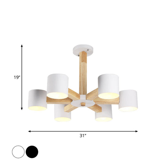 Nordic Cylindrical Ceiling Chandelier: Modern Metallic Suspension Light For Living Room In