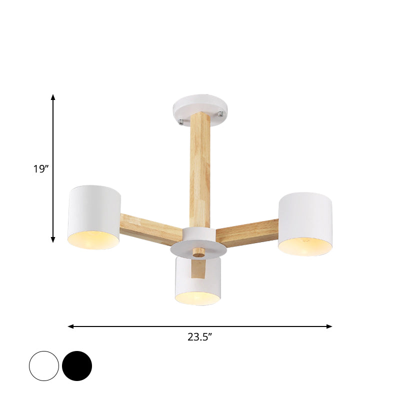 Nordic Cylindrical Ceiling Chandelier: Modern Metallic Suspension Light For Living Room In