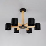 Nordic Cylindrical Ceiling Chandelier - Metallic 3/6/8-Light Suspension Light In Black/White And