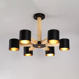 Nordic Cylindrical Ceiling Chandelier - Metallic 3/6/8-Light Suspension Light In Black/White And