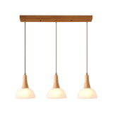 Nordic Ivory Glass 3-Head Cluster Pendant Bell/Bowl/Barrel Hang Lamp For Dining Room