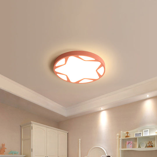 Macaron Loft Acrylic Ceiling Lamp: Candy Colored Flush Light For Child Bedroom Pink / 19.5’