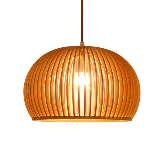 Minimalist Wood Hemisphere Pendant Ceiling Light With Single Bulb - Available In 14/18 Widths And