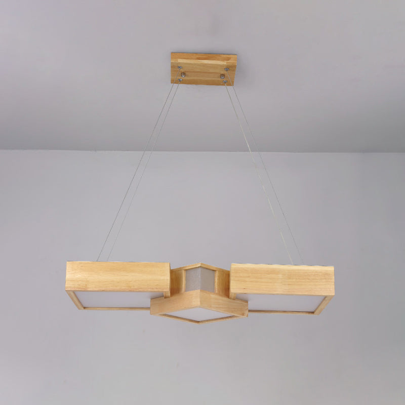 Modern Wood Dining Table Pendant Light With Symmetric Acrylic Shade - Led Hanging Fixture In 24.5/29
