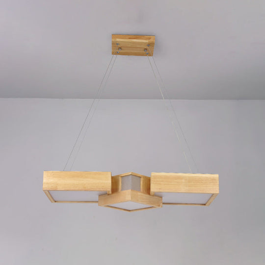 Modern Wood Dining Table Pendant Light With Symmetric Acrylic Shade - Led Hanging Fixture In 24.5/29