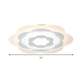 White Flower Acrylic Led Ceiling Lamp For Girls Bedroom - Contemporary Mount Light