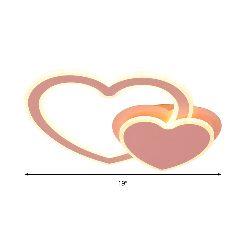 Double Loving-Heart Kids Led Flush Ceiling Light - Vibrant Undertint Ideal For Kid’s Bedroom
